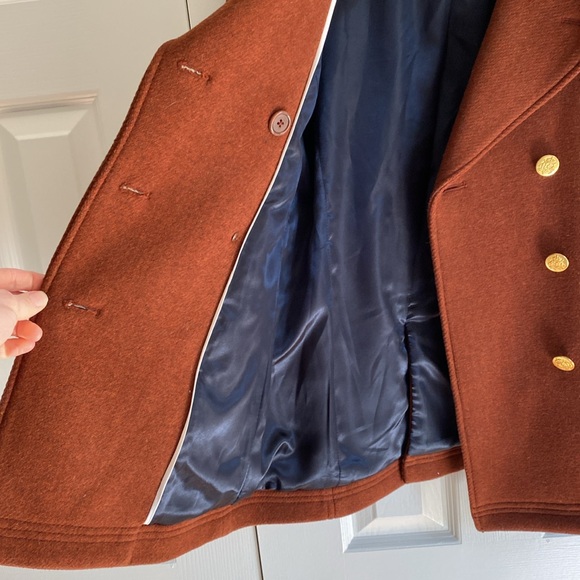 J. Crew Wool Peacoat Rust Burnt Orange Stadium Cloth by Nello Gori - Picture 5 of 8